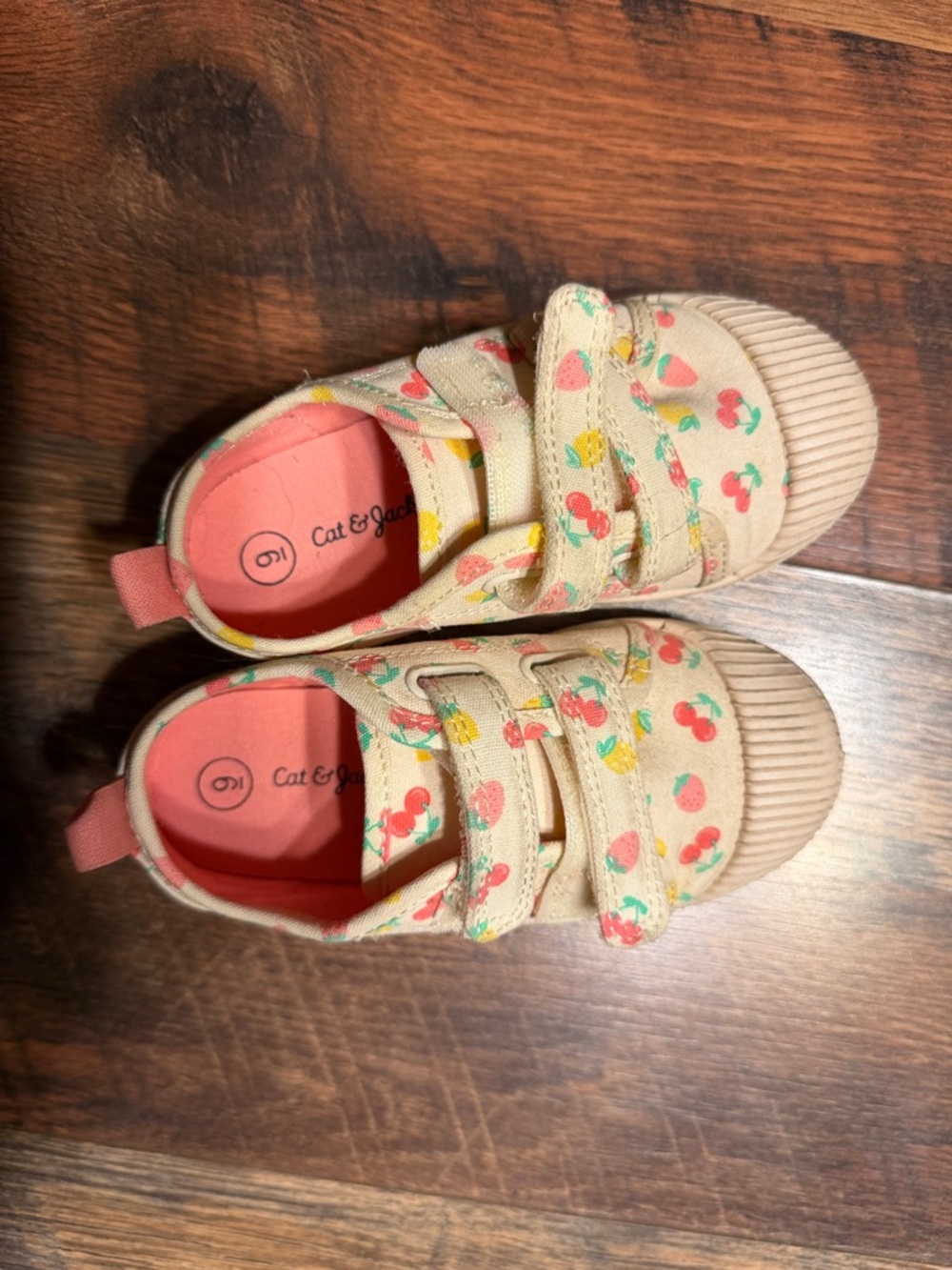Cat & Jack Cream Sneakers with Pink & Green Fruit Print